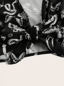 ROMWE Goth Áo nữ Thắt nơ trước Thú vật Tất cả trên in Giải trí - màu đen - Xem 4