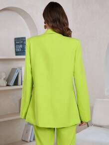 Aveloria Modichic Shawl Collar Front Open Casual Blazer  Fall Cloth For Women - Green - View 2
