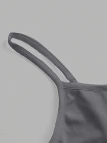 SHEIN Qutie Casual Simple All-Match Crop Sexy Cami Top, Summer Outfits For Women Back To School - Grey - View 4