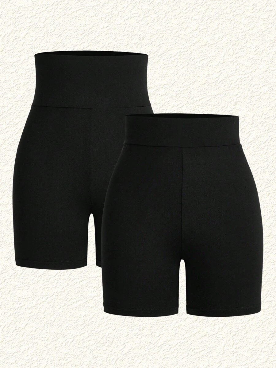 SHEIN EZwear 女士針織日常休閒褲襪 - 黑色 - 查看 1