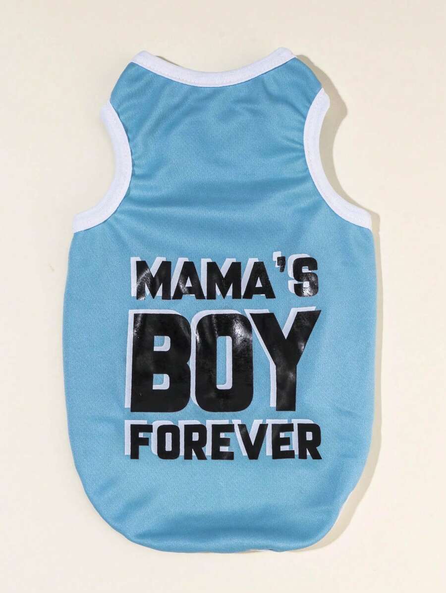 PETSIN Mama's Boy Forever Blue Pet Print Top, 1pc