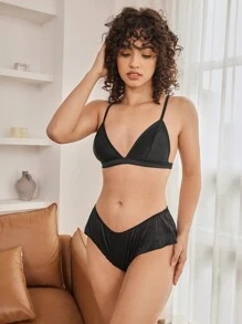 Ocili Leisure Wire-Free Satin Bralette, Lingerie - Black - View 3