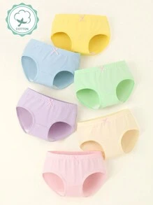 Young Girl 6pcs Pack Bowknot Decorated Triangle Underwear - Multicolor - View 1
