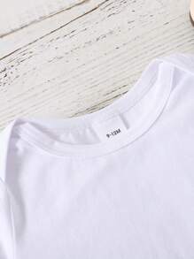 SHEIN Baby Boy's 1st Birthday Cute Letter Printed Short Sleeve Bodysuit For Spring And Summer - White - View 7