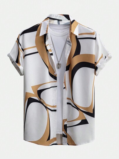 Street Life قميص رجالي بأحرف عشوائية بدون تي شيرت