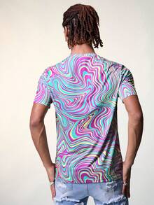 FeverCity 男士休閒大理石印花短袖t恤 - 彩色 - 查看 3