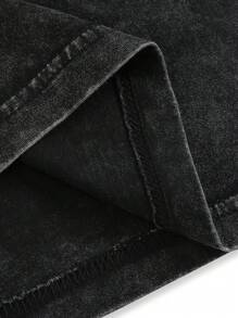 Manfinity Hypemode 男士寬鬆卡通及字母圖案下肩T恤，夏季款 - 黑色 - 查看 4