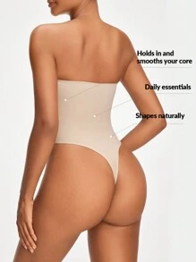 SHAPORA Của phụ nữ Màu thuần Quây Áo liền quần chặt Áo Shapewear - Màu Khaki - Xem 2