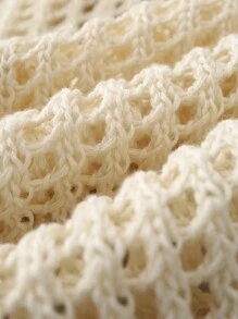 Young Girls' Hollow Out Knitted Front Open Long Sleeve Cardigan - Apricot - View 5