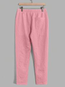 Manfinity VCAY Men's Casual Letter Embossed Polo Shirt With Notch Neckline And Long Pants 2pcs/Set - Pink - View 7