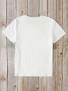 SHEIN LUNE Women's Horse Print Short Sleeve T-Shirt - White - View 2