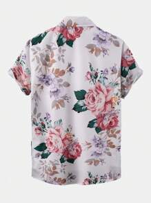 ROMWE MEN Street Life Men Floral Print Shirt Without Tee - Multicolor - View 2