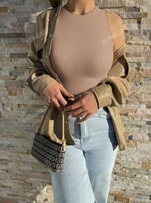 Women Solid Color Ribbed Sleeveless Bodysuit