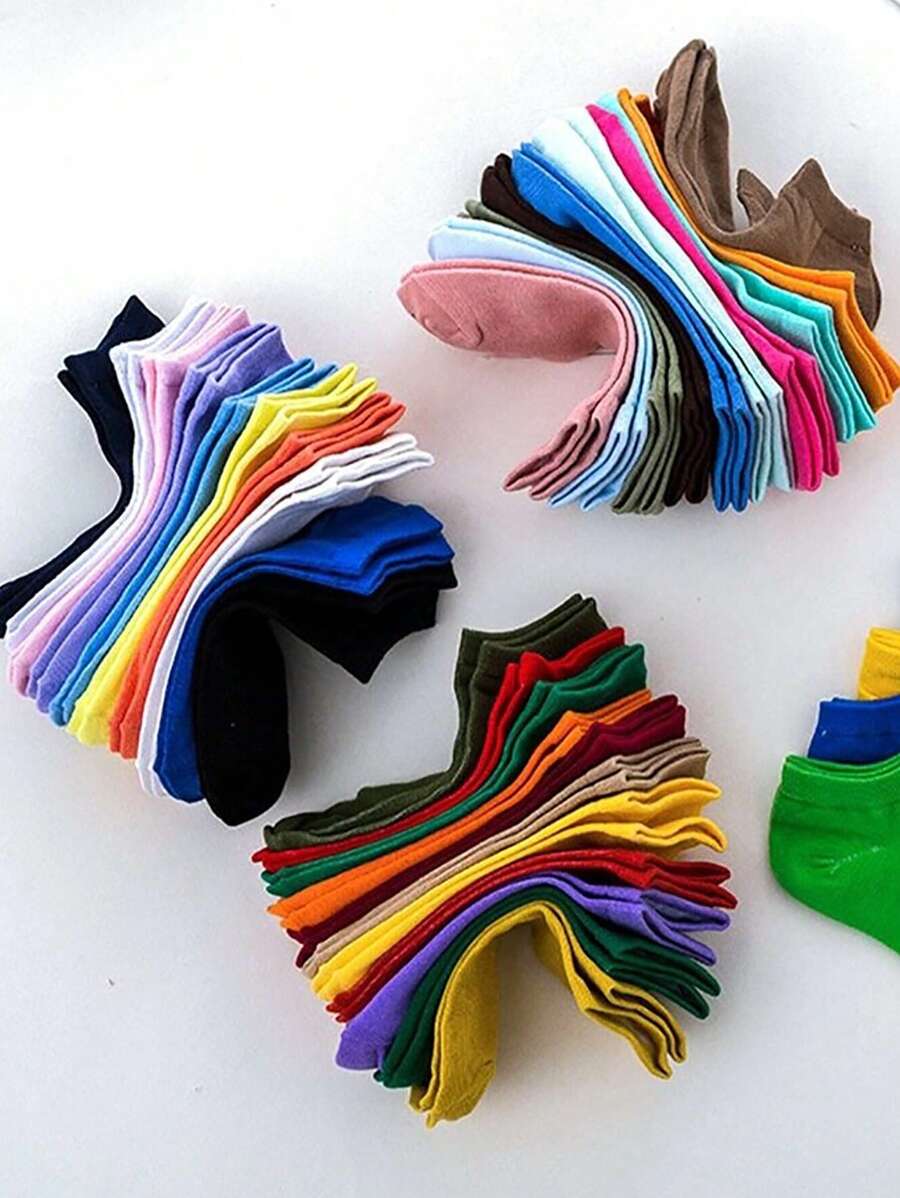 ngẫu nhiên Gửi 10 Của Màu thuần Cơ bản Ngắn Vớ - Nhiều màu - Xem 1