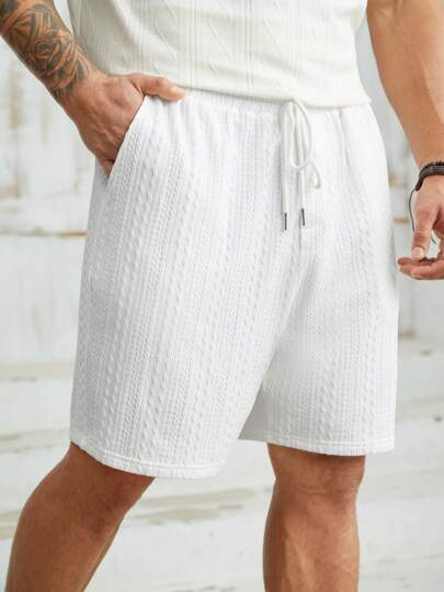 EASEVO 男士加大碼針織休閒直筒短褲