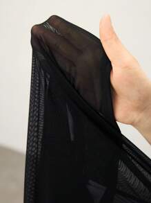 BizChic 網紗圓領修身短袖上衣 - 黑色 - 查看 8