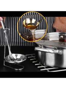1pc Portable Stainless Steel Soup Ladle Holder For Western Style Cooking, Single Circular Hot Pot Ladle Rack Spoon Shelf, One-Side Shared Chopstick Cutlery Storage Rack, Kitchen Utensil Organizer, Punch-Free Countertop Dish Drainer Drying Rack With Removable Tray - Silver - View 5