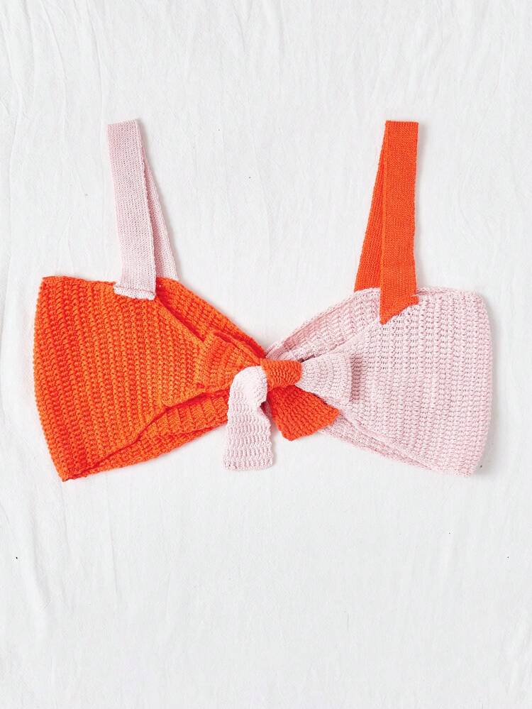 Color-Block Knitted Cami Top For Vacation