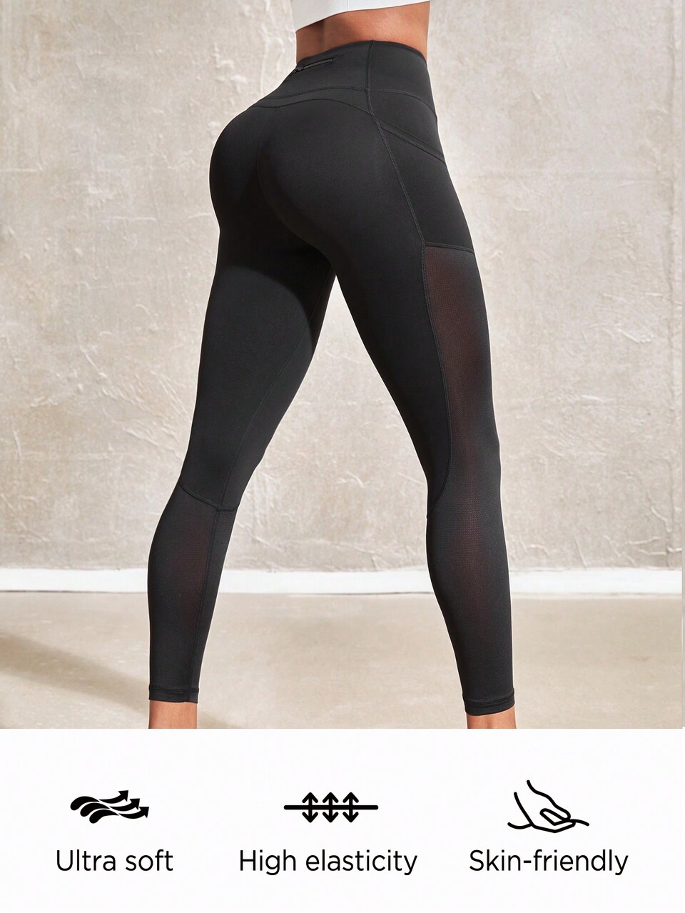 Women's Sports Yoga Mesh Pocket Breathable Quick Drying Training Running Cropped Leggings