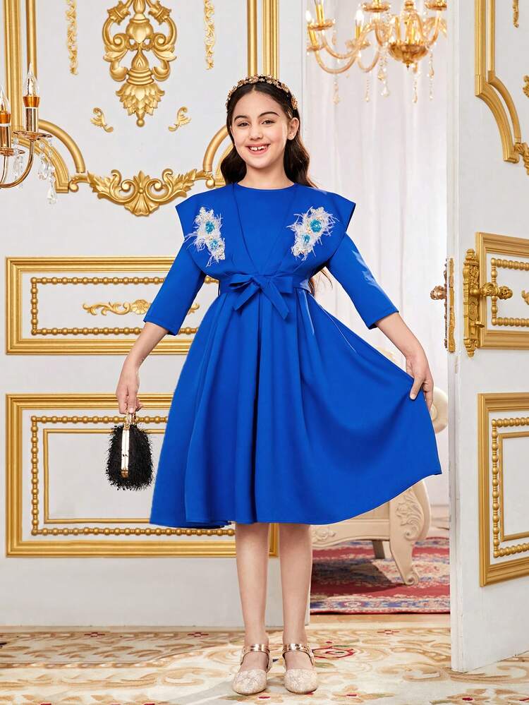 Tween Girl Casual 7/8 Sleeve Jumpsuit Dress