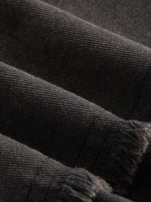 SHEIN SXY Falda Vaquera Midi Con Bolsillo De Borde Crudo Lavado, Traje De Festival Para Música Y Ropa De Mujer De Primavera Y Verano Estilo Oeste - Negro - Ver 13