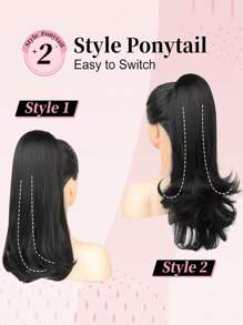 Drawstring Ponytail Extension 12 Inch Short Curly Wig Pony Tail Hair Extensions For Women Girls High Heat Resistant Synthetic Fiber Fake Hairpieces-Black,Looks Natural Like