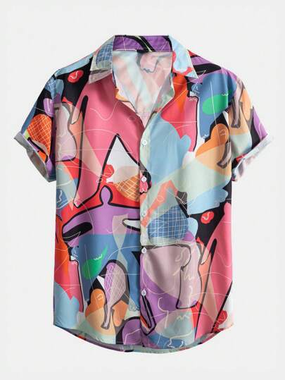 Street Life Men All Over Print Button Front Shirt