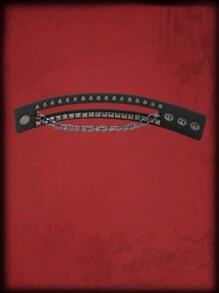 ROMWE Grunge Punk 1 Miếng Gothic Cô gái Goth hiện đại Đen Chuỗi Hình vuông Nghiên cứu chất liệu da PU Vòng tay Đối với phụ nữ Mặc hàng ngày - màu đen - Xem 5