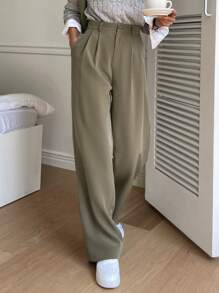 DAZY Quần âu chi tiết xếp ly, Quần âu nữ trang phục công sở - màu nâu - Xem 6