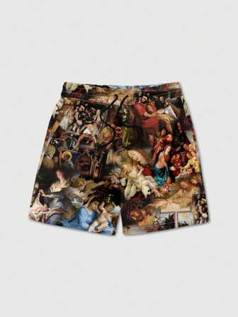 Street Life Pantalones cortos tejidos con estampado para hombres, adecuados para el uso diario en primavera/verano, de vuelta a la escuela