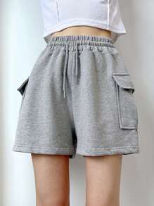 DAZY 女士實色束腰多功能短褲 - 灰色 - 查看 8