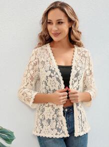Women's Fashionable Versatile Lace 3/4 Sleeve Jacket