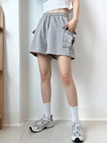 DAZY 女士實色束腰多功能短褲 - 灰色 - 查看 6