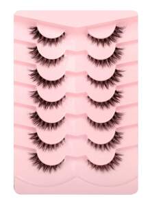 Himirell 7pairs/set 5-12mm Natural Cross Style Simple Sparse Transparent Stem False Eyelashes Suitable For Parties, Festivals