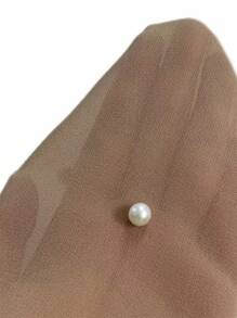 Pearls Beaded Flounce Sleeve Blouse - Apricot - View 7