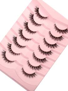 Himirell 7pairs/set 5-12mm Natural Cross Style Simple Sparse Transparent Stem False Eyelashes Suitable For Parties, Festivals