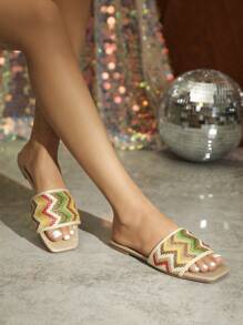 女士彩色复古沙滩拖鞋平底凉鞋 - 彩色 - 查看 6