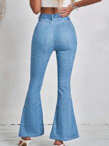 SHEIN VCAY Women's Butterfly Print Flared Jeans, Beachwear, Country Festival Clothing, Casual Women's Denim Flares, Spring Clothing, Summer Clothing, Festival Clothing