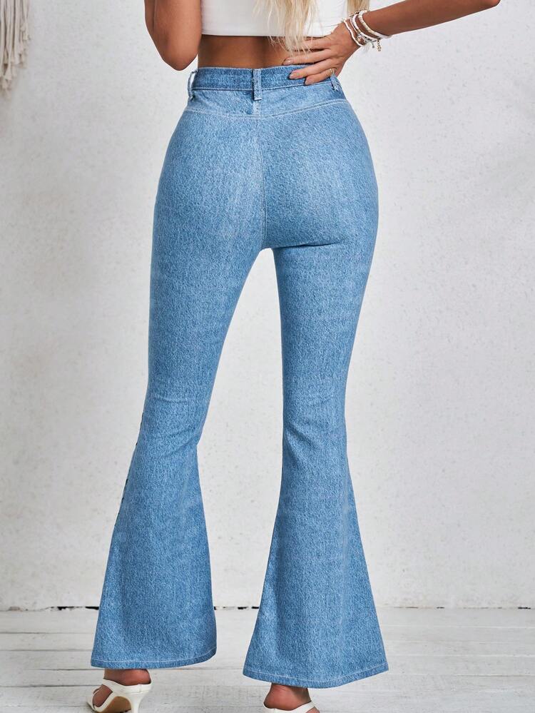 Women's Butterfly Print Flared Jeans, Beachwear, Country Festival Clothing, Casual Women's Denim Flares, Spring Clothing, Summer Clothing, Festival Clothing