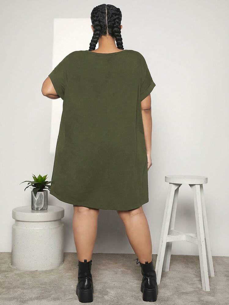 SHEIN CURVE+ Plus Size Green Dresses