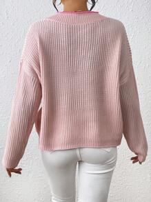 Chiquease Sweater Casual De Cuello En V De Mujer Con Hombros Caídos