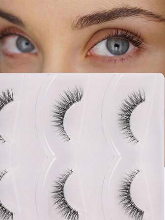 Himirell Natural False Eyelashes, 3 Pairs 12mm Cute Natural Cat Eye Short Eyelashes Strip Lashes,Lashes,Eyelashes,Fake Lashes