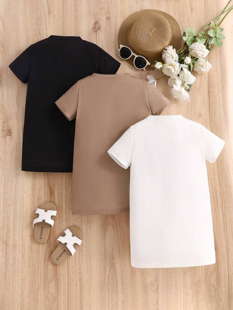 Young Girl Sweet & Lovely Short Sleeve Leopard Pattern Round Neck European & American Style Dress, Three Colors For Summer