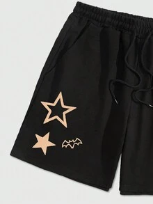 ROMWE MEN Street Life Bộ đồ hai mảnh áo thun cổ tròn tay ngắn in khẩu hiệu dành cho nam và quần short - Nhiều màu - Xem 4