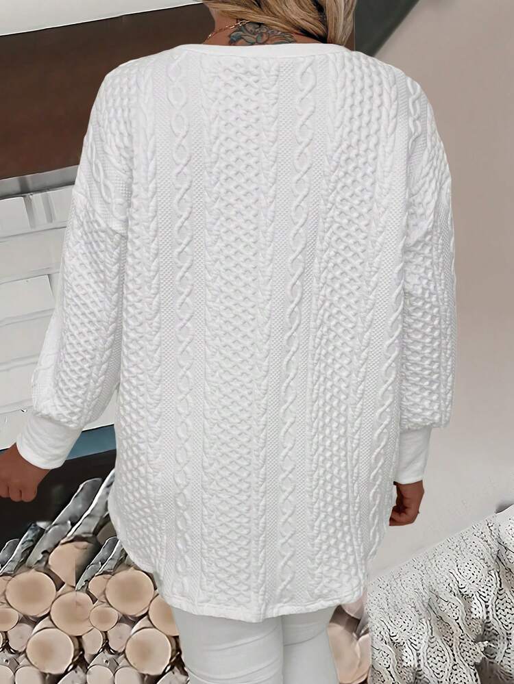 Plus Solid V Neck Drop Shoulder Tee