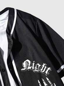 ROMWE MEN Goth Nam Bộ xương Đồ họa tay & chữ Tương phản ràng buộc Áo sơ mi Without Tee - màu đen - Xem 6