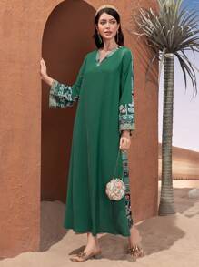 Al Najma Printed Bell Sleeve Shift Dress - Multicolor - View 7