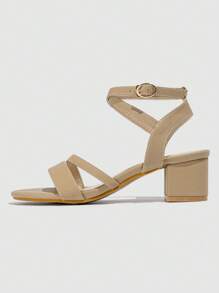 Của phụ nữ Mùa hè Ở giữa Gót chân Phong cách La mã Mặc đôi Dép xăng đan , Màu be Gót dày Cao gót Và Dép phẳng , Linh hoạt Thời trang Giày dép - Màu be - Xem 5