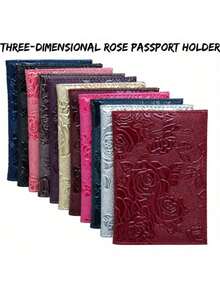 1個浮雕護照套,旅行袋護照錢包,旅行用品組織器。3d玫瑰浮雕護照套,帶sim卡插槽和疫苗護照套,纖薄護照保護器,旅行用品。1個旅行袋護照和疫苗護照組合,男女通用纖薄旅行用品護照錢包保護套,pu皮革護照套,適用於旅行,戶外,出差,飛行,度假,防水攜帶便攜式多功能護照套 - 酒紅色 - 查看 7