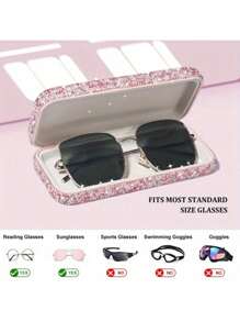 1pc Cute Eyeglasses Case, Rhinestone Hard Shell Protective Eyeglasses Case, Eyeglasses Sunglasses Storage Case, Home Decor, Valentines Gift, Valentines Decor, Gift For Man, Gift For Woman. Bling Rhinestone Glasses Case Decorative Sunglasses Reading Glasses Holder Case, Eyes Glasses Storage Organizer Box, For Travel For Trip Car Glasses Box. Makeup Bag Cosmetic Bag - Silver - View 5